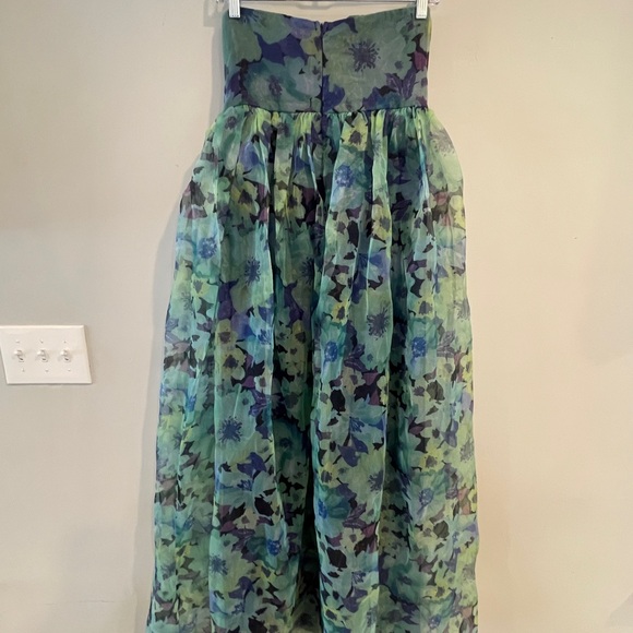 Wonderful Waltz Green Floral Print Strapless Bustier Maxi Dress - Picture 5 of 6